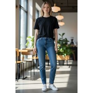 Edwin Jeans Womens Size 26 Blue Hana Classic Straight High Rise Crop Denim